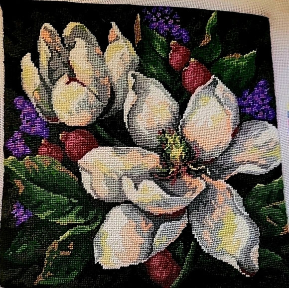 Other - Vibrant Floral Needlepoint Art